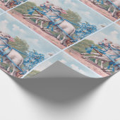  lammeren geperst in Fancy blauwe linten Cadeaupapier (Hoek)