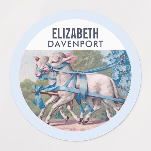 lammeren geperst in Fancy blauwe linten Labels (Design 1)