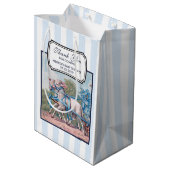  lammeren geperst in Fancy blauwe linten Medium Cadeauzakje (Achterkant Gekanteld)