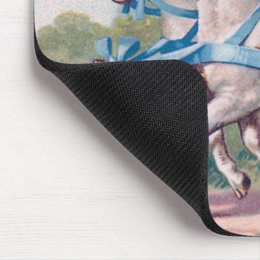 lammeren geperst in Fancy blauwe linten Muismat (Hoek)