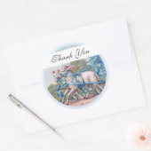  lammeren geperst in Fancy blauwe linten Ronde Sticker (Envelop)