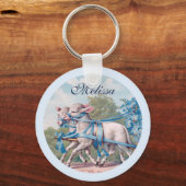 lammeren geperst in Fancy blauwe linten Sleutelhanger (Voorkant)