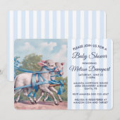  lammeren in het Baby shower Blauwe Ribbons Kaart (Voorkant / Achterkant)