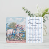  lammeren in het Baby shower Blauwe Ribbons Kaart (Staand voorkant)