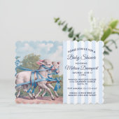 lammeren in het Baby shower Blauwe Ribbons Kaart (Staand voorkant)