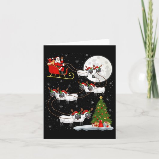 Lammeren Schaap Santa Slede Vliegend Grappig Magis Kaart (Voorkant)