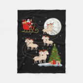 Lammeren Schaap Santa Sleigh Vliegend Grappig Magi Fleece Deken (Voorkant)