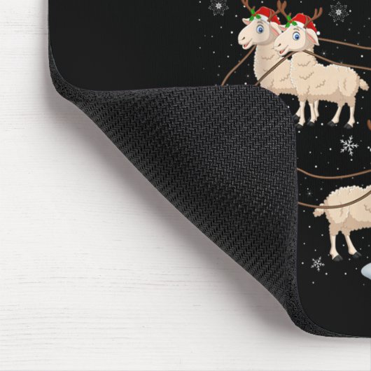 Lammeren Schaap Santa Sleigh Vliegend Grappig Magi Muismat (Hoek)