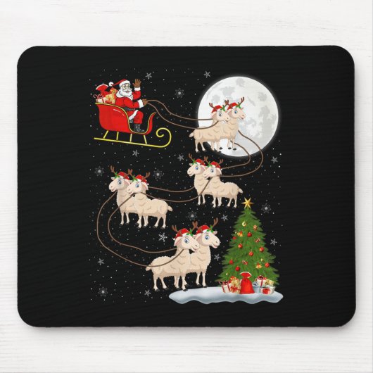 Lammeren Schaap Santa Sleigh Vliegend Grappig Magi Muismat (Voorkant)