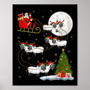 Lammeren Schaap Santa Sleigh Vliegend Grappig Magi Poster