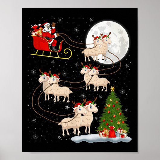 Lammeren Schaap Santa Sleigh Vliegend Grappig Magi Poster (Voorkant)