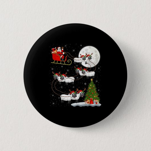 Lammeren Schaap Santa Sleigh Vliegend Grappig Magi Ronde Button 5,7 Cm (Voorkant)