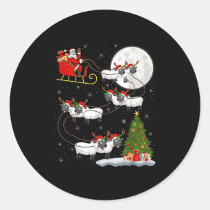 Lammeren Schaap Santa Sleigh Vliegend Grappig Magi Ronde Sticker