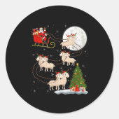 Lammeren Schaap Santa Sleigh Vliegend Grappig Magi Ronde Sticker (Voorkant)