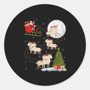 Lammeren Schaap Santa Sleigh Vliegend Grappig Magi Ronde Sticker