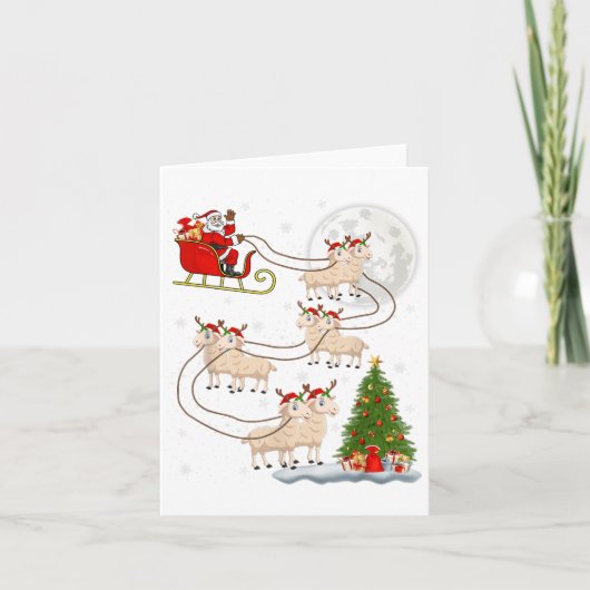 Lammeren Schaap Sinterklaas Sleigh Vliegend Grappi Kaart (Voorkant)