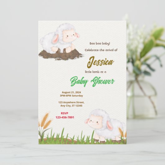 Lammetje Baby Shower Kaart (Staand voorkant)