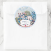  lammetjes gekleed in Blue Ribbons Keuken Ronde Sticker (Tas)