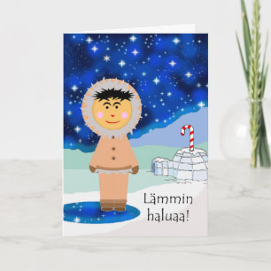 Lammin haluaa Warm Wishes for Kerstmis Fins Feestdagen Kaart