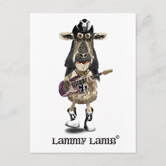 Lammy Lamb a Heavy Metal Rock SHEEP Briefkaart (Voorkant)