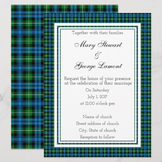 Lamont Scottish Wedding Invitation Kaart (Voorkant / Achterkant)