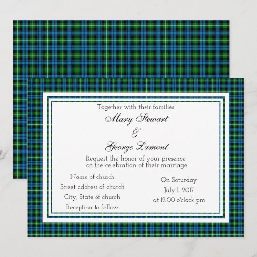 Lamont Scottish Wedding Invitation Kaart (Voorkant / Achterkant)