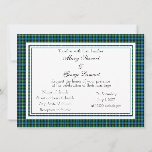 Lamont Scottish Wedding Invitation Kaart (Voorkant)