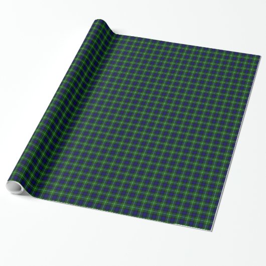 Lamont tartan blue green plaid cadeaupapier (Uitgerold)