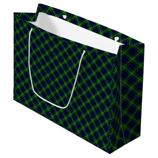 Lamont tartan blue green plaid groot cadeauzakje (Voorkant Gekanteld)