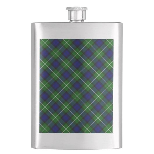 Lamont tartan blue green plaid heupfles (Voorkant)