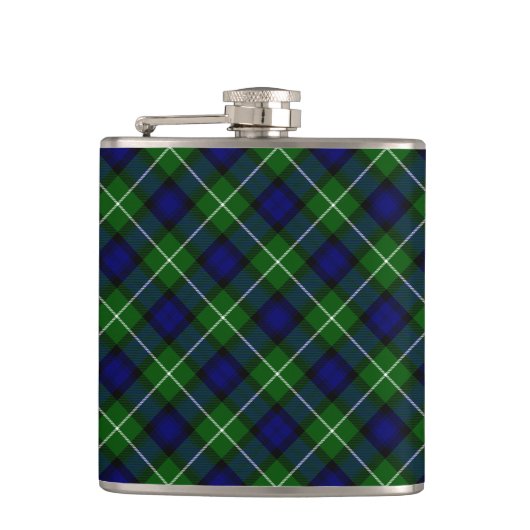 Lamont tartan blue green plaid heupfles (Voorkant)