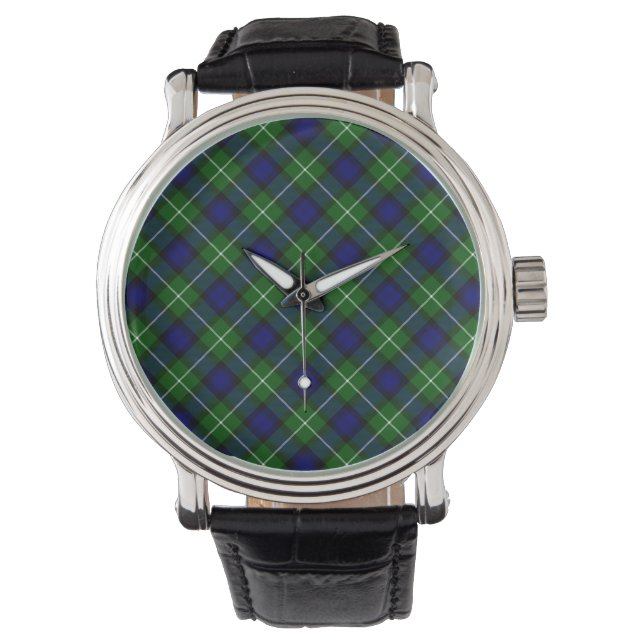 Lamont tartan blue green plaid horloge (Voorkant)