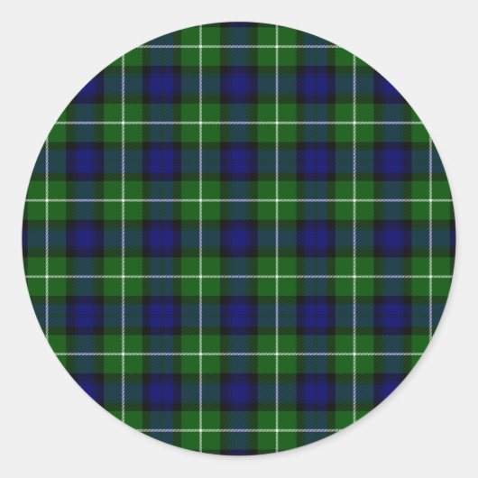 Lamont tartan blue green plaid ronde sticker (Voorkant)