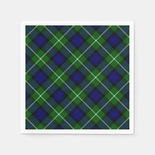 Lamont tartan blue green plaid servetten (Voorkant)