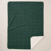 Lamont tartan blue green plaid sherpa deken (Voorkant)