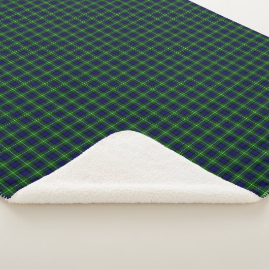 Lamont tartan blue green plaid sherpa deken (3/4)