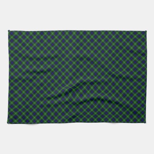 Lamont tartan blue green plaid theedoek (Horizontaal)