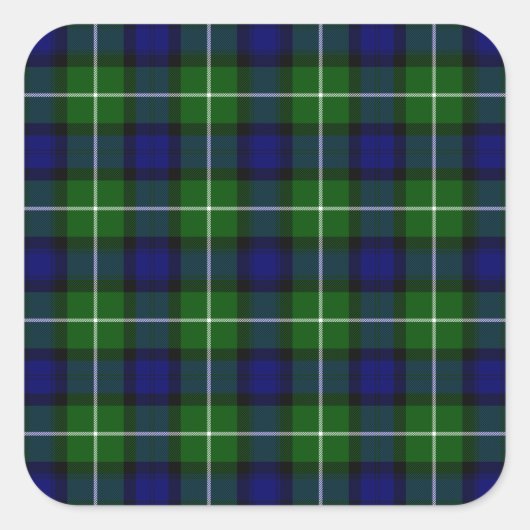 Lamont tartan blue green plaid vierkante sticker (Voorkant)