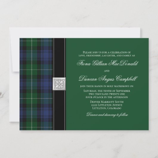 Lamont Tartan Celtic Wedding Invitation Kaart (Voorkant)