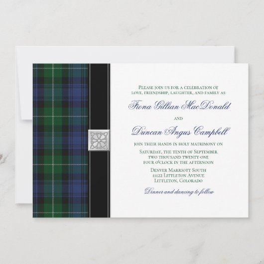 Lamont Tartan Scottish Celtic Wedding Invitation Kaart (Voorkant)