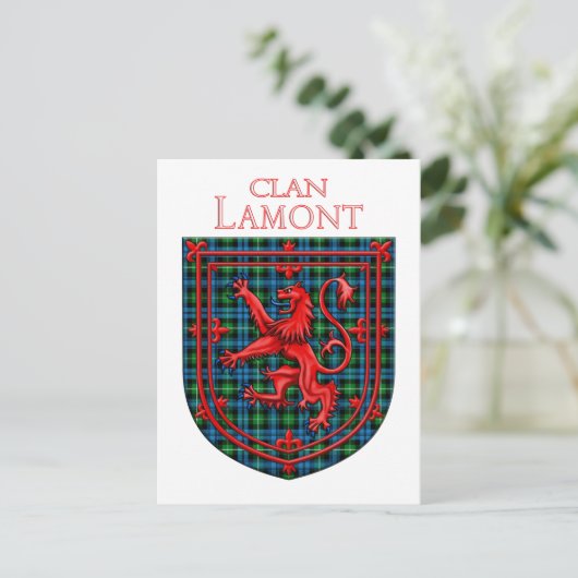 Lamont Tartan Scottish Plaid Lion Rampant Briefkaart (Staand voorkant)