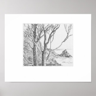 Lamorna Cornwall-afdruk, Eleanor M Hughes herdruk Poster