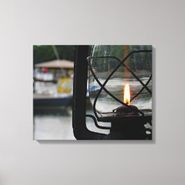 Lamp aan het meer canvas afdruk