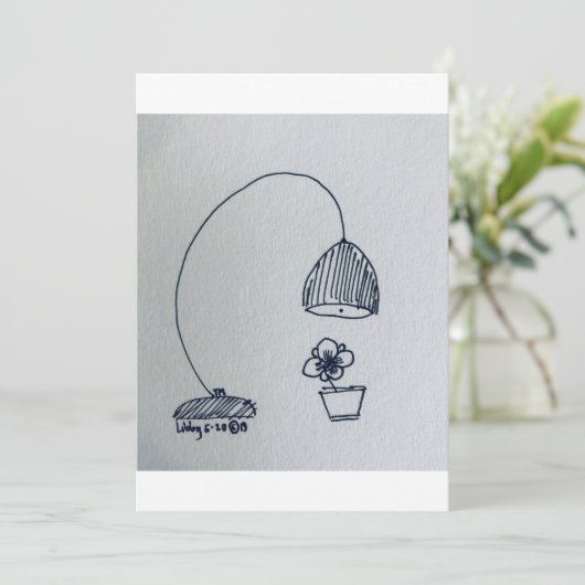 Lamp en een zoete kleine bloem kaart (Staand voorkant)