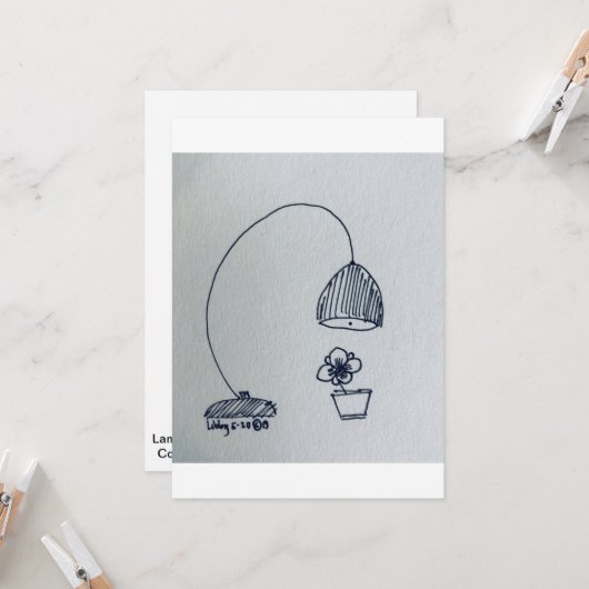 Lamp en een zoete kleine bloem kaart (Voorkant / Achterkant in situ)