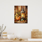 Lamp en Pompoenen Herfst Poster (Keuken)