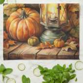 Lamp en Pompoenen Herfst Theedoek (Gevouwen)