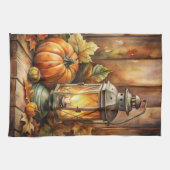 Lamp en Pompoenen Herfst Theedoek (Horizontaal)