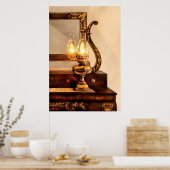 Lamp - Het bureau en lantaarn Poster (Keuken)