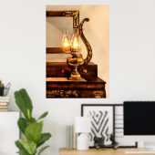 Lamp - Het bureau en lantaarn Poster (Thuiskantoor)